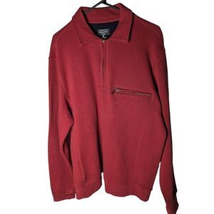 Pendleton Red 1/4 Zip Pull Over Sweater Jacket w/ Chest Pocket Mens Size M‎